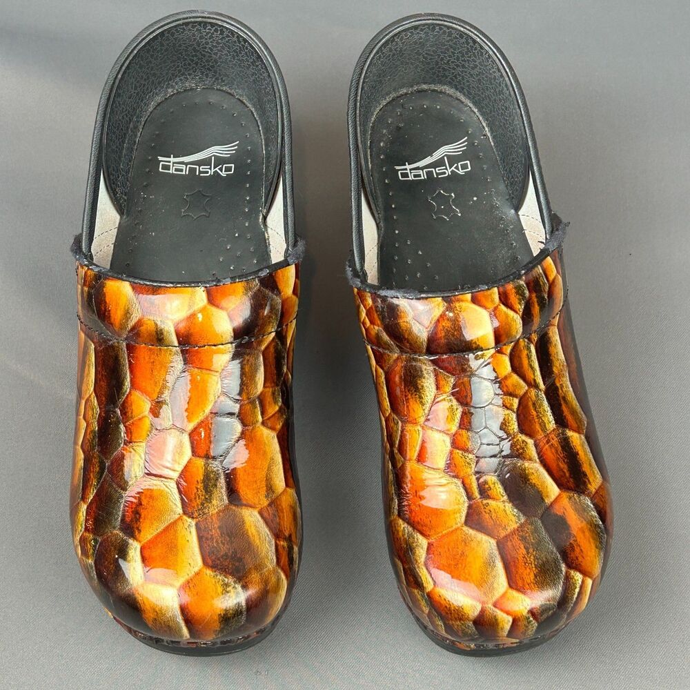 Dansko Professional Tiger Eye Patent Leather Snake Skin Print Clog EU 40 US 10 - Picture 9 of 16